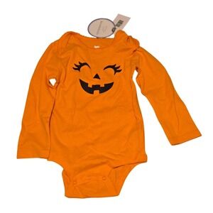 NWT  Koala‎ Kids 12-18 Months Halloween Pumpkin Face Orange Long Sleeve Bodysuit